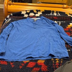 Izod Blue Long-Sleeve Henley Shirt